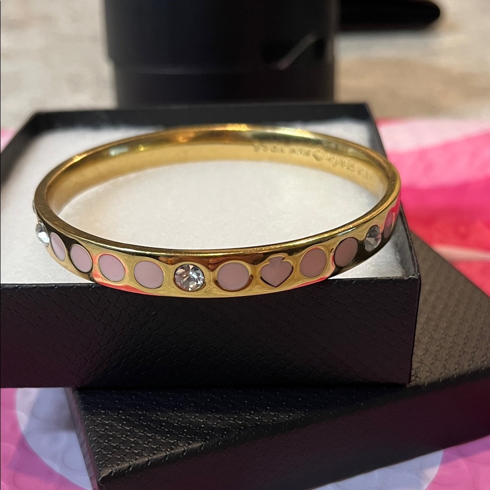 Gold-Tone Pink Enamel & Crystal Bangle Bracelet Kate Spade